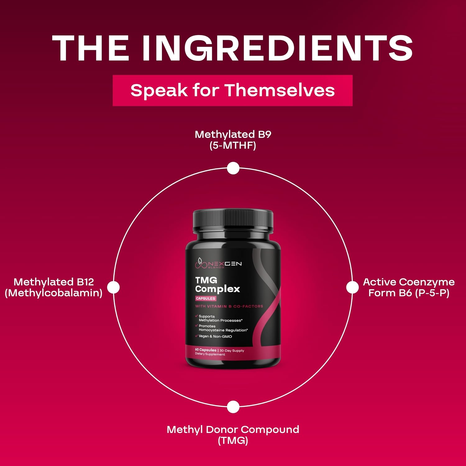 TMG Trimethylglycine Supplement with Methyl B Complex - 500mg Betaine TMG with Methylated B Vitamins for Homocysteine Support - Vegan & Non-GMO (1 Month Supply) - görsel 6