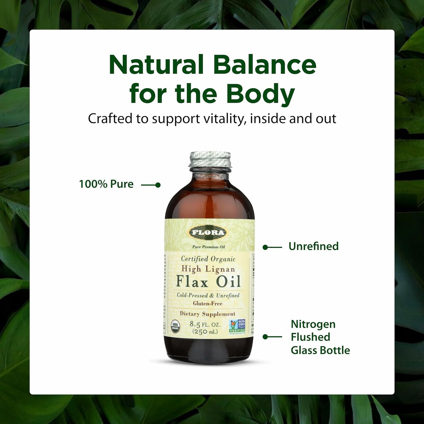 Flora High Lignan Flax Oil - Organic Omega-3, 6, 9 with Lignans - Cold-Pressed, Non-GMO, Gluten-Free - 250 ml - görsel 4