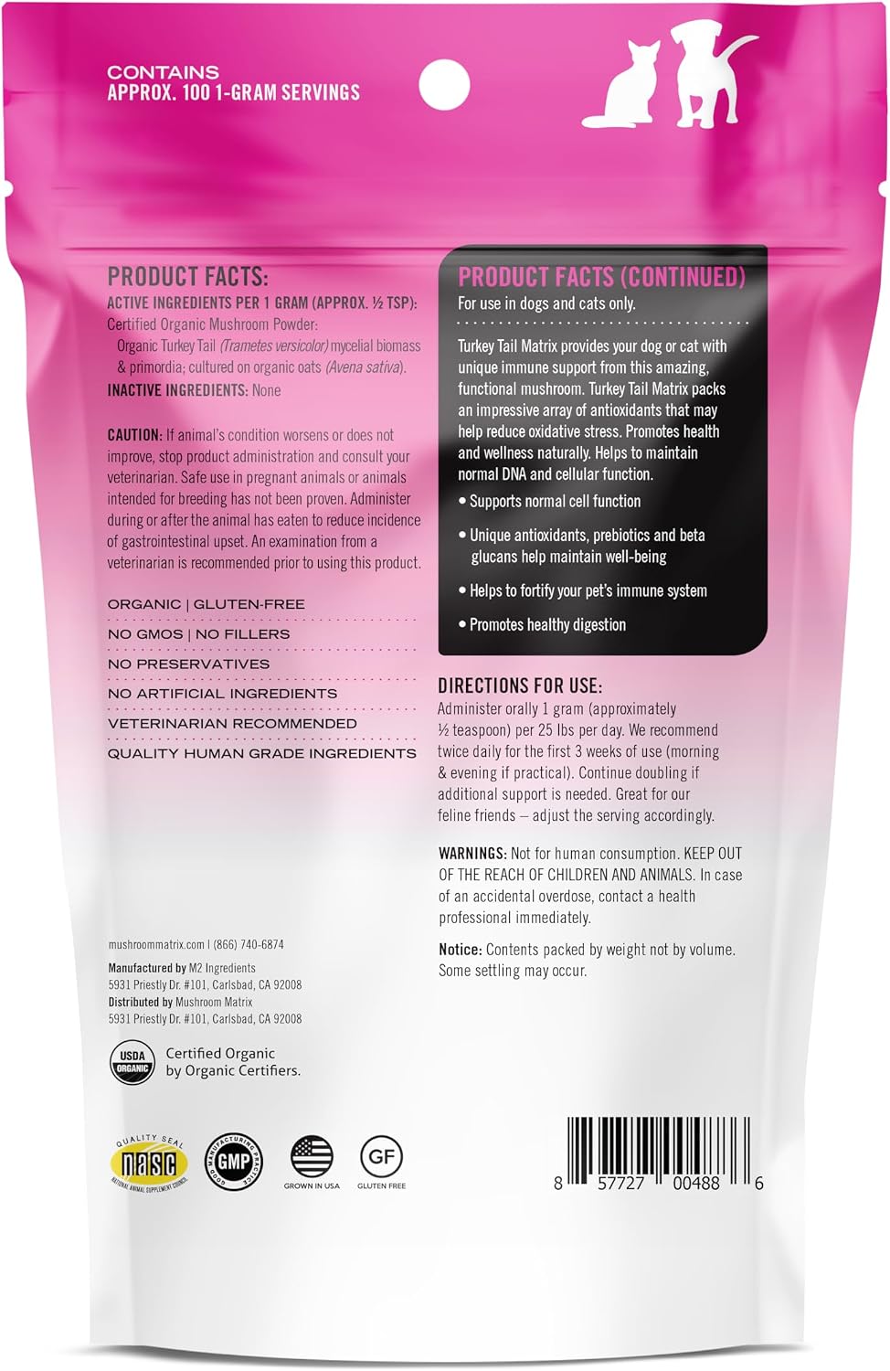 Om Mushroom Matrix Pet Canine Turkey Tail Organic Mushroom Powder – Immune Support for Dogs & Cats (100g) - görsel 2