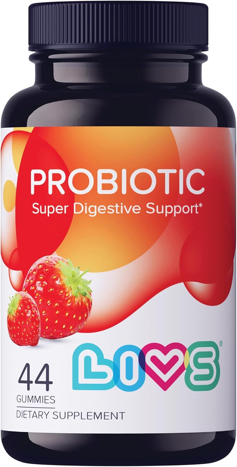 LIVS Probiotic Gummies – 5 Billion CFU Bacillus Coagulans for Digestive Gut Health, Mood Support & Immune Boost, Plant-Based Vegan, Strawberry Flavour (44 Count) - görsel 1
