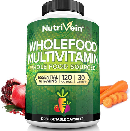 Nutrivein Whole Food Multivitamin for Men and Women – 120 Vegan Capsules
