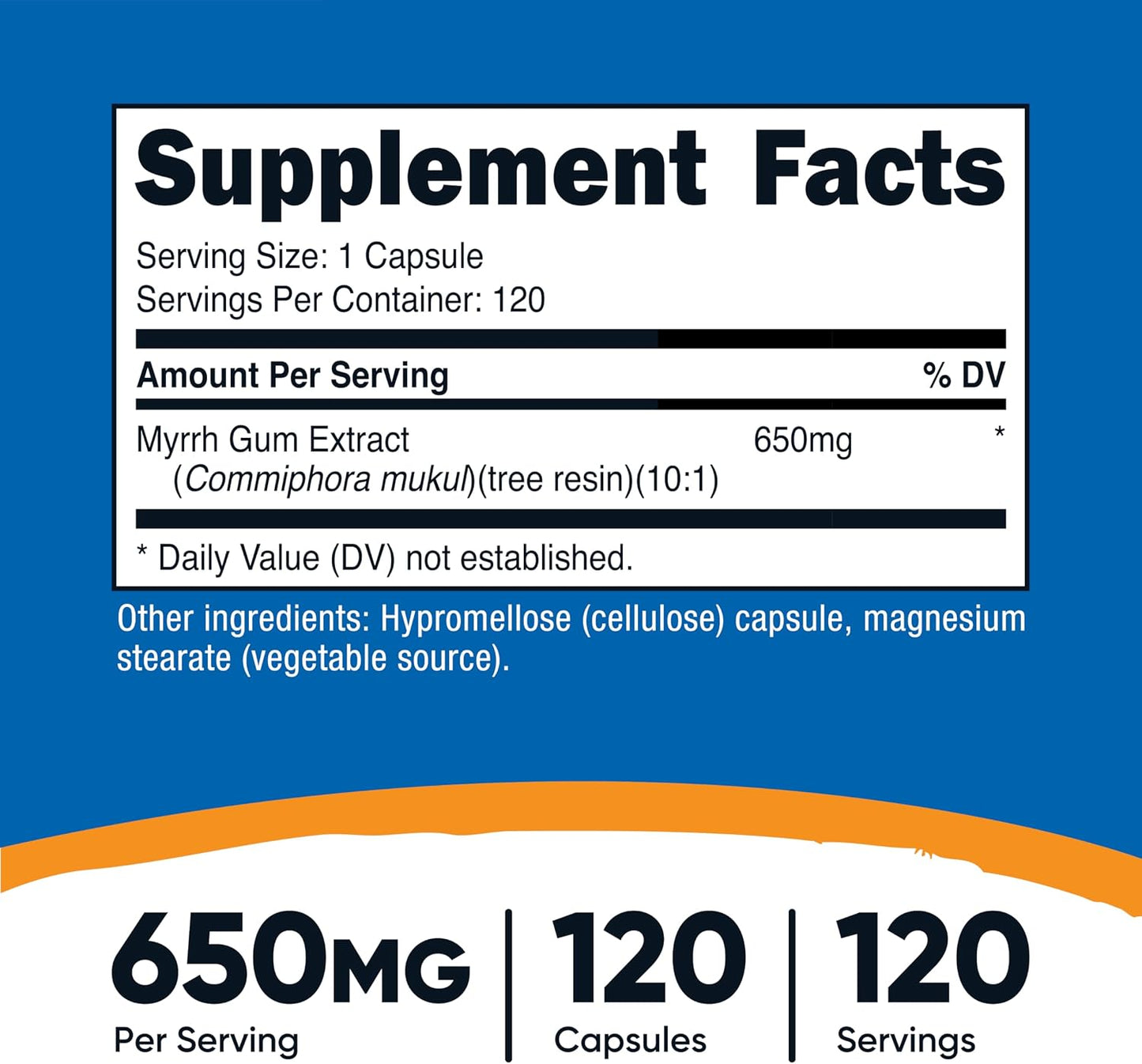 Nutricost Myrrh Extract 120 Capsules – 650mg 4:1 Extract, Gluten-Free, Non-GMO, Vegetarian - görsel 2