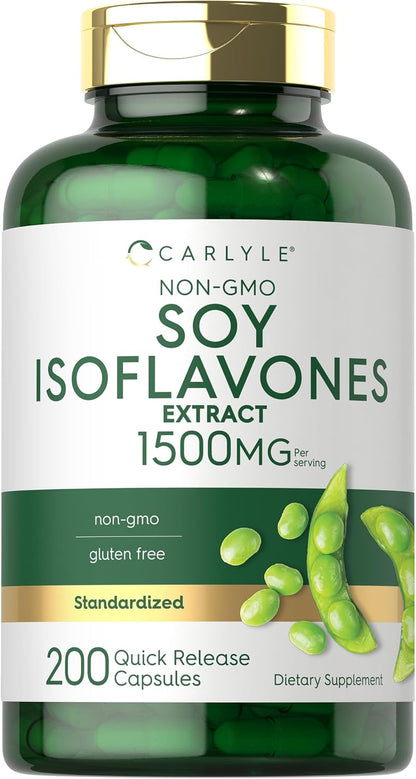 Carlyle Soya Isoflavones for Women and Men | 200 Capsules | Non-GMO, Gluten-free Extract Supplement