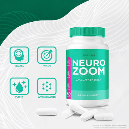 Neuro Zoom Supplement - Organic Memory Support Formula (3 Pack, 180 Capsules)