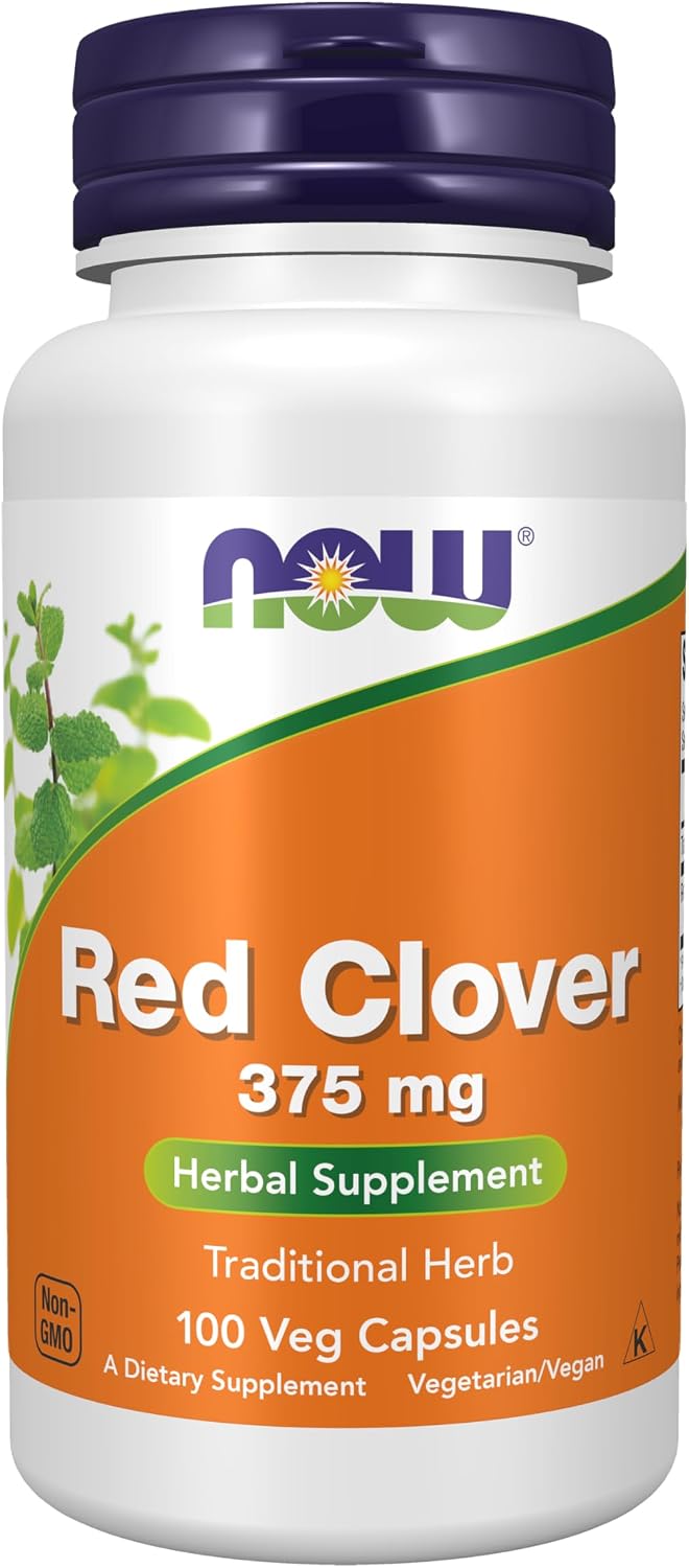 NOW Foods Red Clover (Trifolium pratense) 375 mg Food Supplement, 100 Vegan Capsules - görsel 1