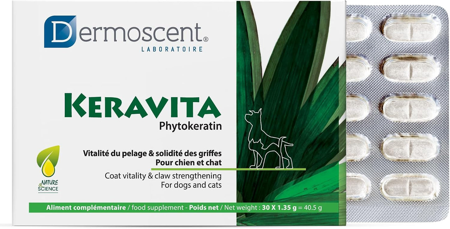 Dermoscent Keravita Dog & Cat Skin and Coat Food Supplement - 30 Tablets - görsel 1