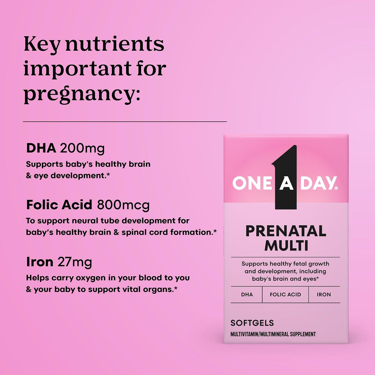One A Day Prenatal Vitamins, 30 Softgels - görsel 2
