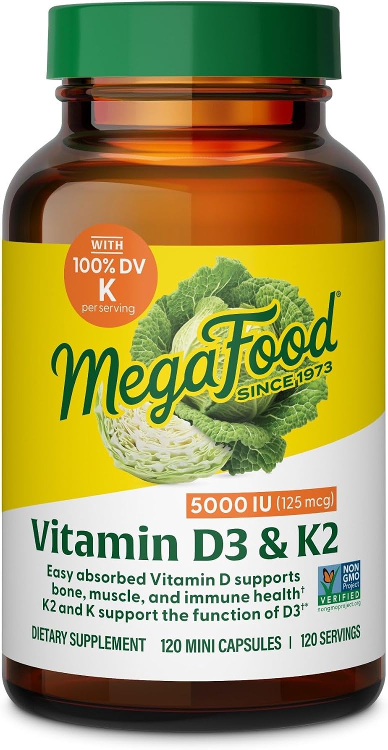 MegaFood Vitamin D3 5000 IU (125 mcg) with Vitamin K2 - 120 Mini Capsules - görsel 1