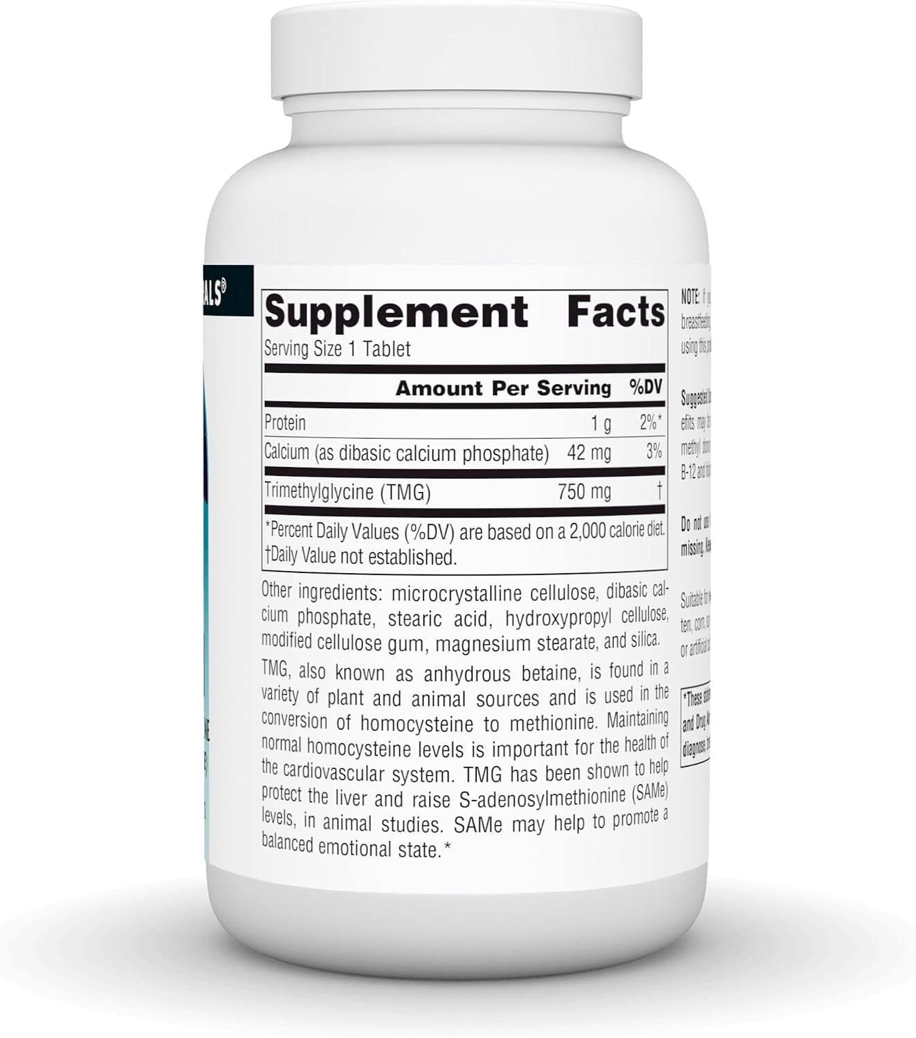 Source Naturals TMG, Trimethylglycine (Anhydrous Betaine) - 750 mg - 120 Vegetarian Tablets - görsel 3