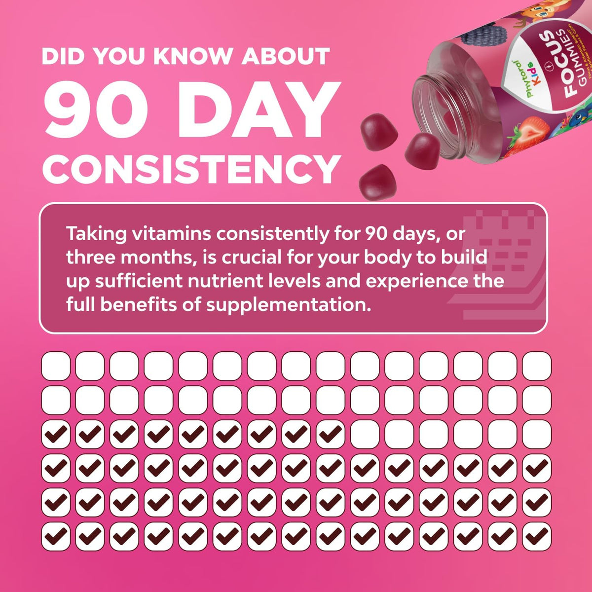Phytoral Vegan Kids Focus Gummies - Potent Chewable Brain Support for Children - Enhances Concentration & Memory - Calming Supplements & Focus Gummies for Kids - Non-GMO & Gluten-free - 60 Count - görsel 7