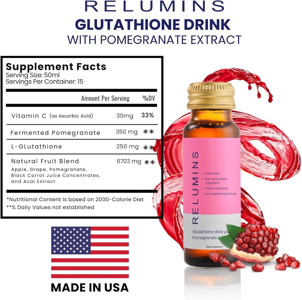 Relumins Collagen & Glutathione Beauty Drink Set – 20 Count (Apple & Pomegranate Flavours) - görsel 9
