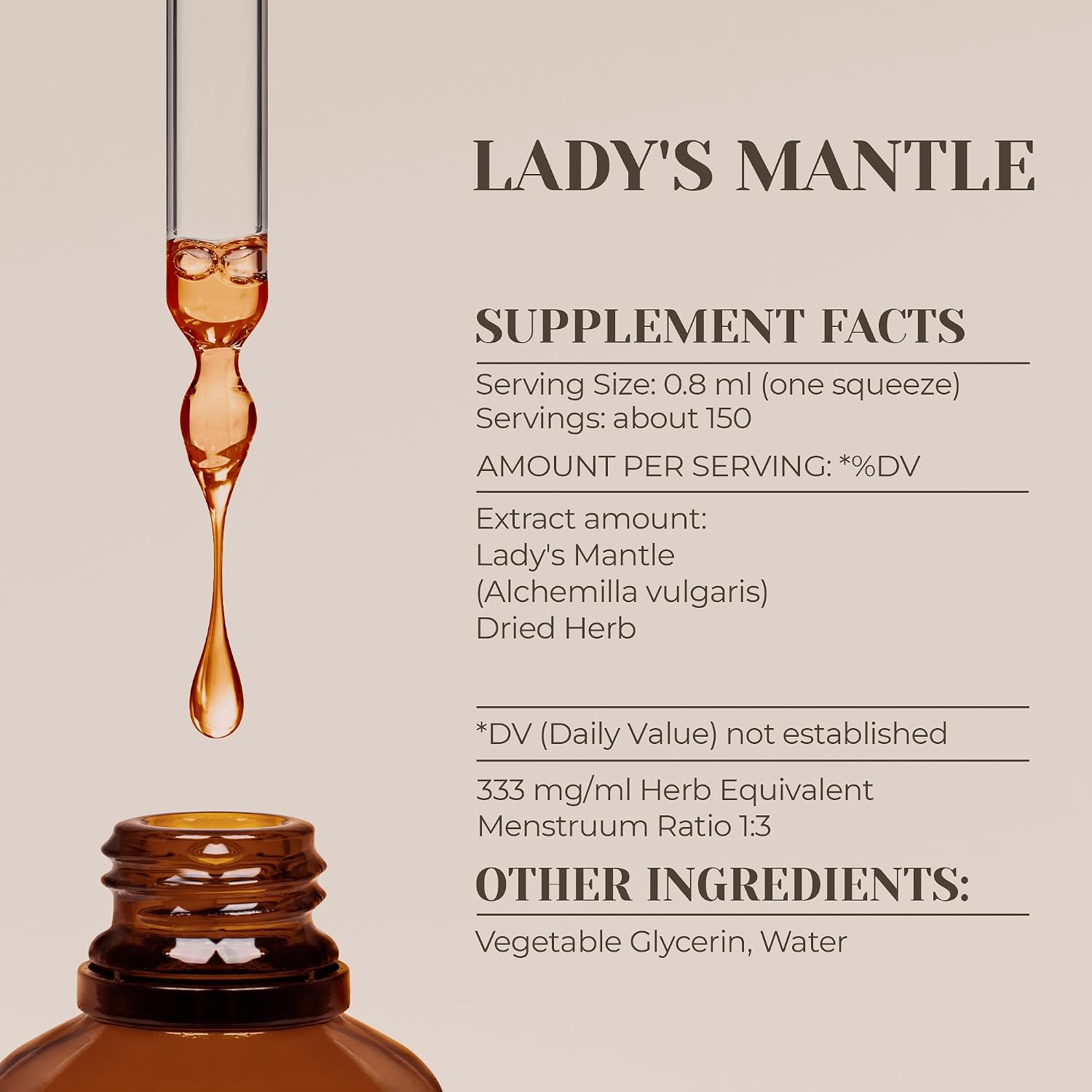 Lady's Mantle Alcohol-Free Natural Tincture Extract, Traditional Herbal Support, Liquid Drops (118 ml) - görsel 3