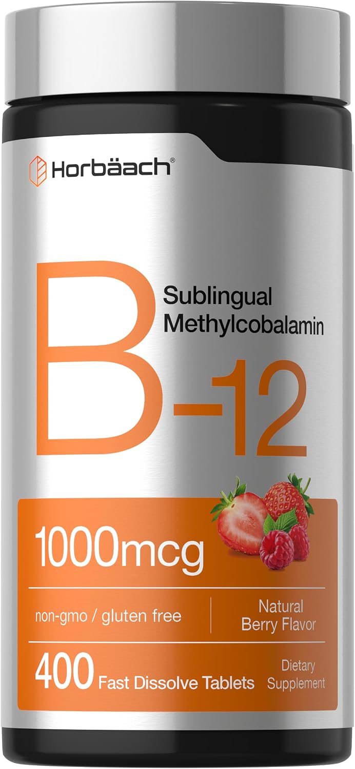 Horbaach Vitamin B12 1000 mcg Sublingual Tablets - Methylcobalamin, Berry Flavour, Vegan - görsel 1