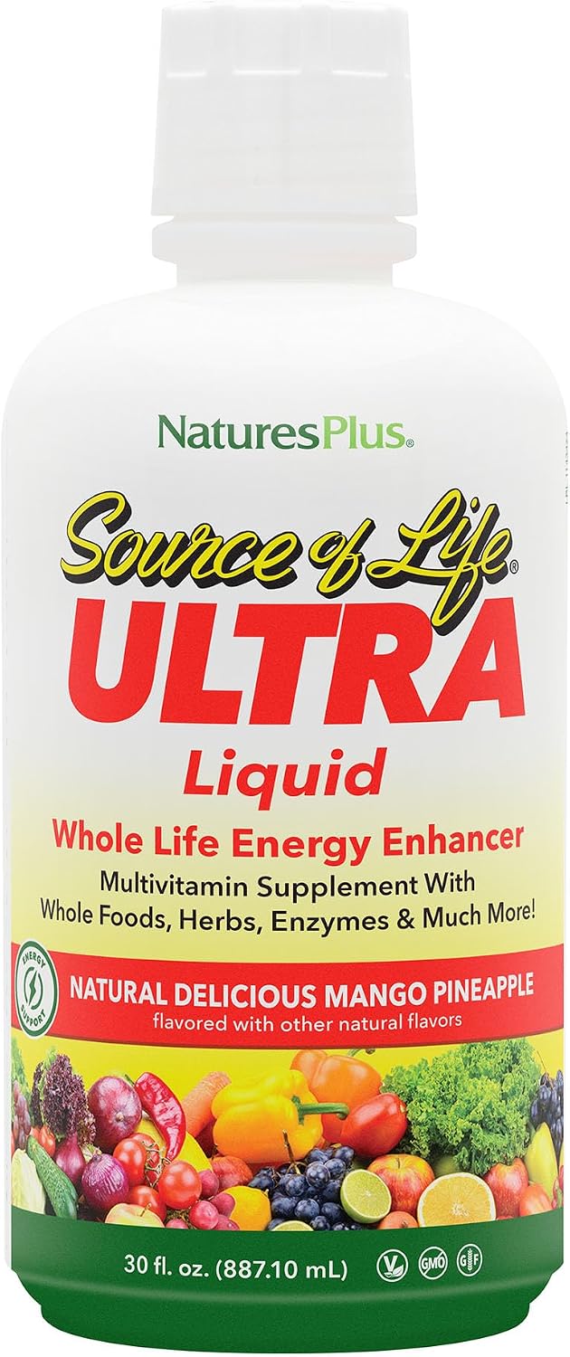 NaturesPlus Ultra Source of Life Liquid Multivitamin - Mango Pineapple Flavour, 887 ml - görsel 1