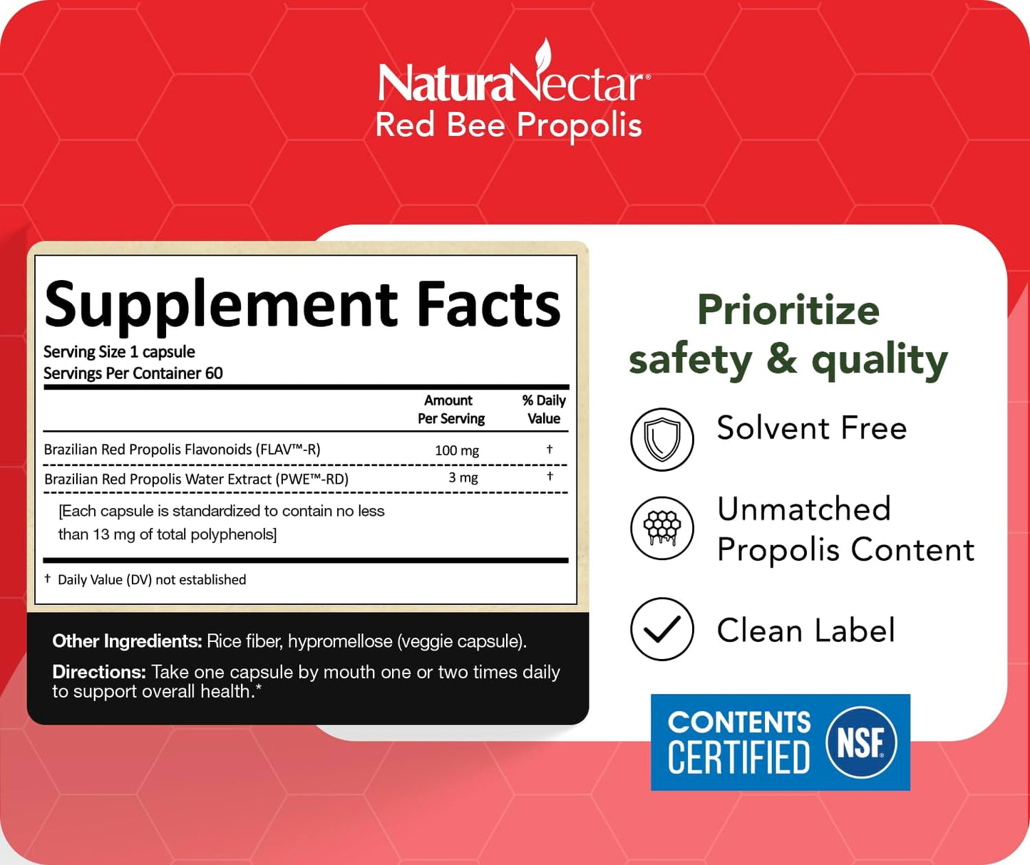 NaturaNectar Red Bee Propolis Capsules – Premium Brazilian Propolis Supplement (60 Capsules) - görsel 4