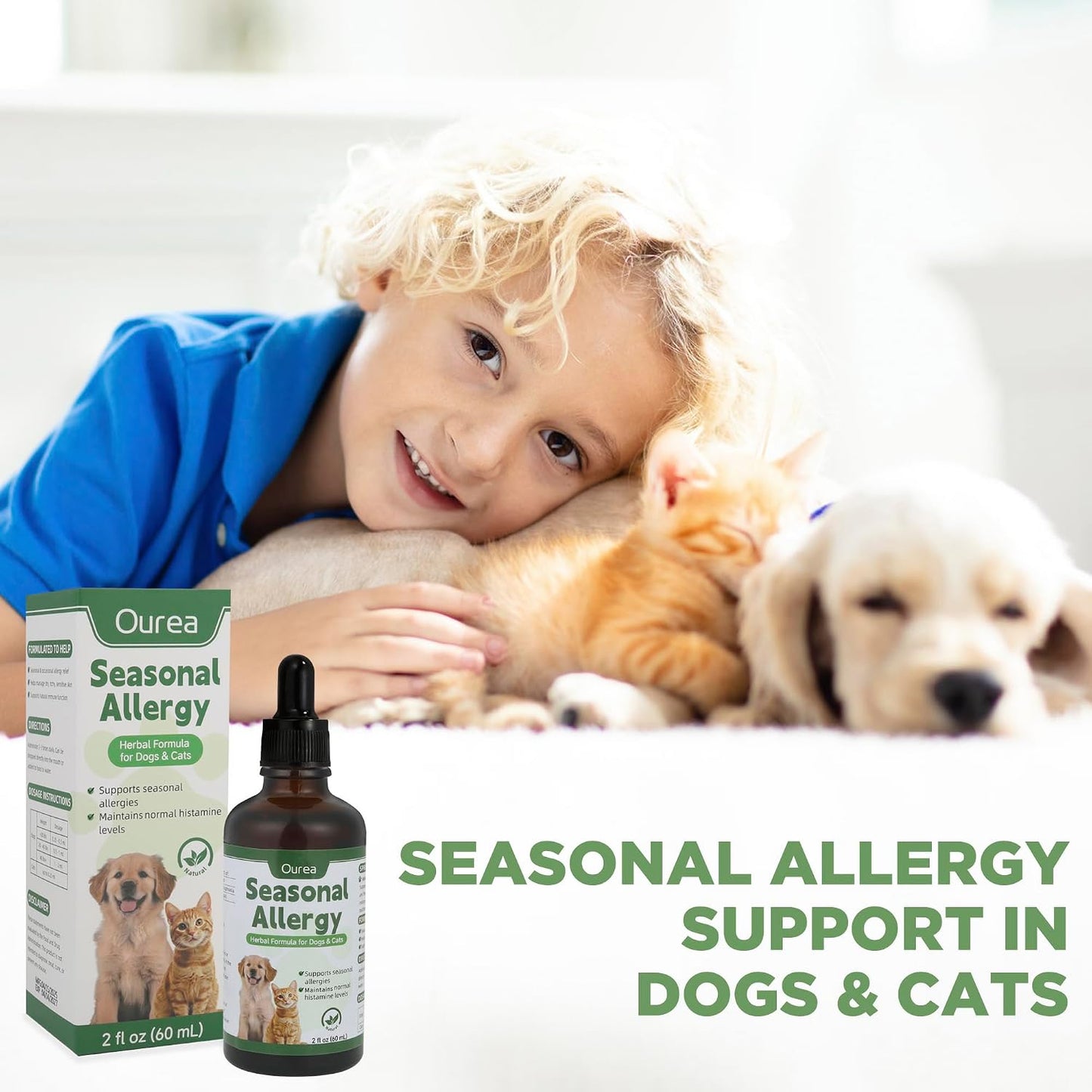 Ourea Cat & Dog Seasonal Allergy Relief - Natural Herbal Liquid Supplement for Itching, Scratching & Licking - görsel 6