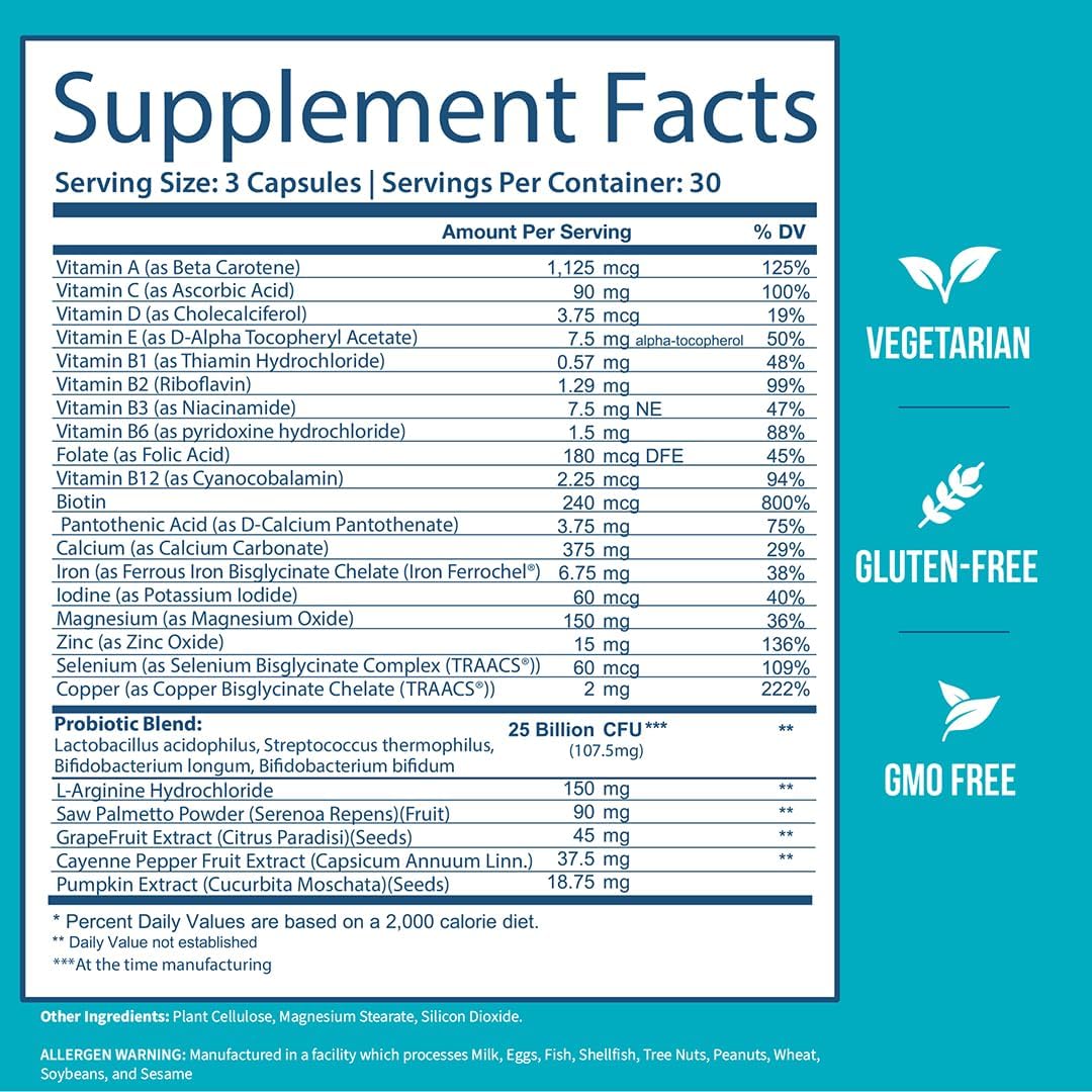 GOBIOTIX Multivitamin with Probiotics and Digestive Enzymes - 25 Billion CFU - Digestive Health for Women and Men - Gluten-free - 90 Capsules - görsel 6