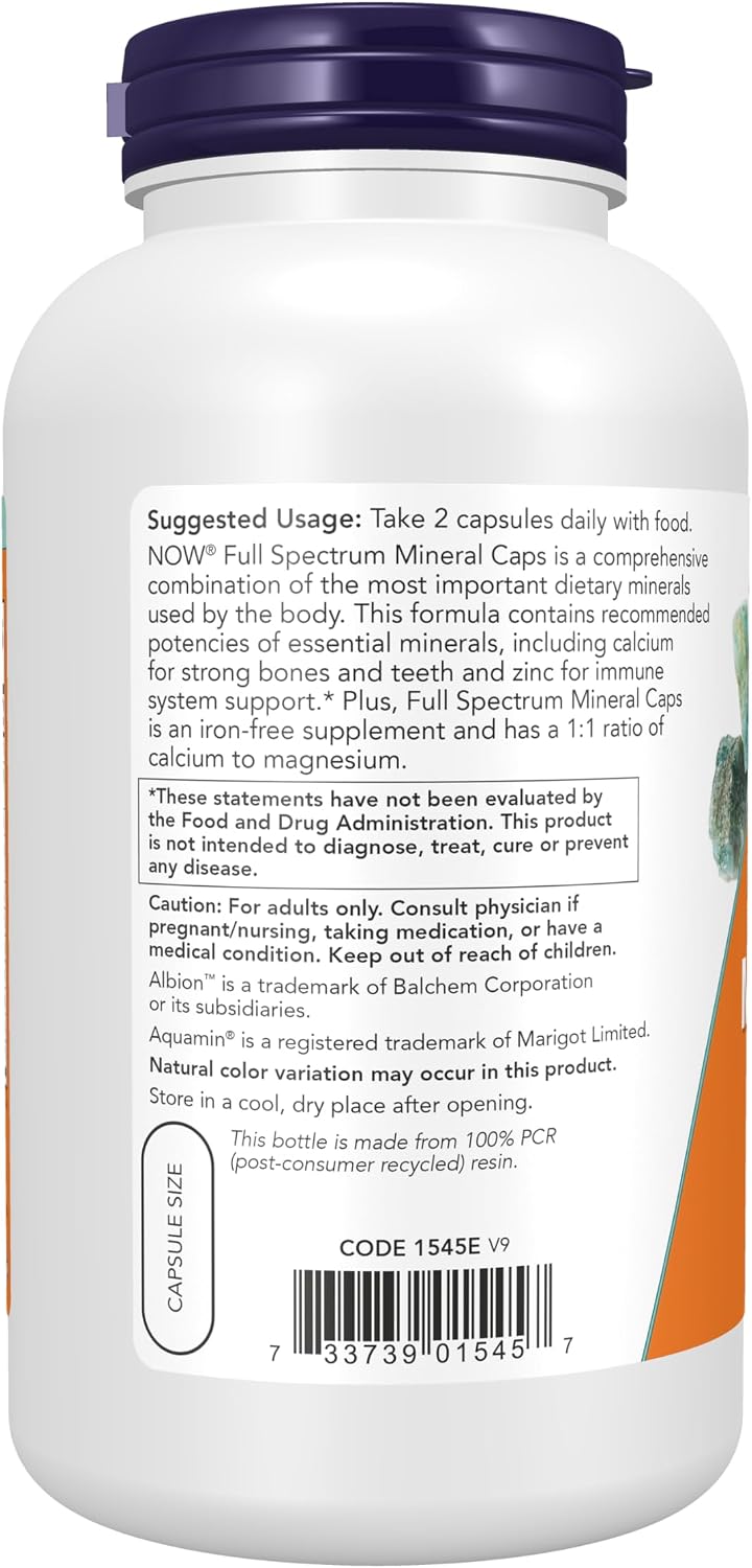 NOW Full Spectrum Mineral Caps, Multi Mineral Formula, 240 Vegan Capsules - görsel 3