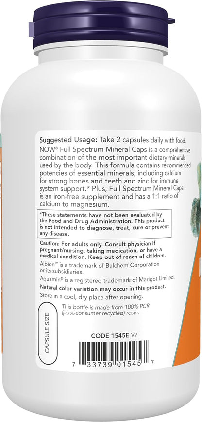 NOW Full Spectrum Mineral Caps, Multi Mineral Formula, 240 Vegan Capsules