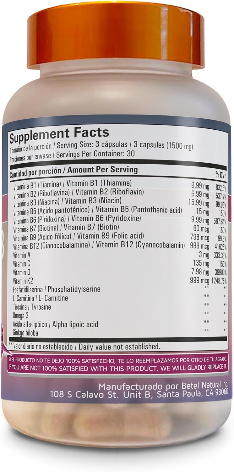 Betel Natural Cerebro B+ B-Complex Capsules - 90 Capsules - görsel 2