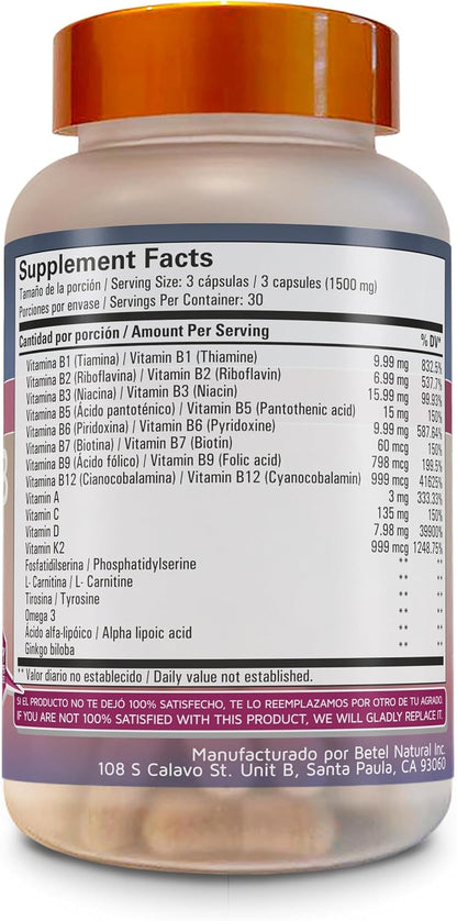 Betel Natural Cerebro B+ B-Complex Capsules - 90 Capsules