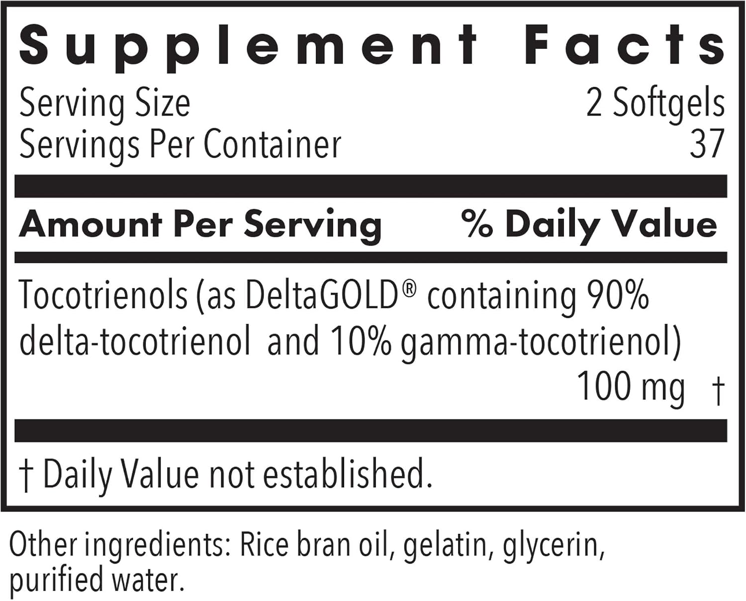 Allergy Research Group Delta-Fraction Tocotrienols – Vitamin E Food Supplement, 50 mg, 75 Softgels - görsel 2