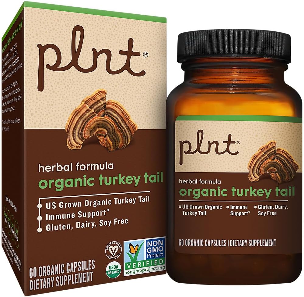 plnt Organic Turkey Tail - Mushroom Herbal Formula for Immune Support (60 Organic Capsules) - görsel 1