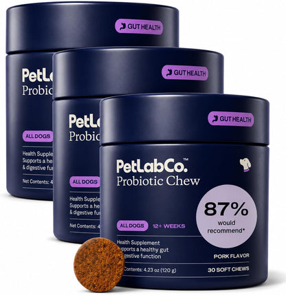PetLab Co. Probiotics for Dogs - Pork Flavour - 30 Soft Chews (Value 3-Pack)