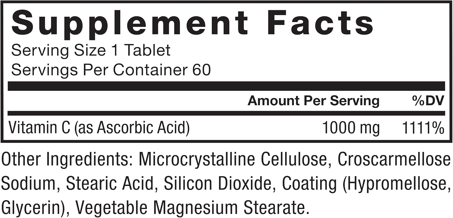 Force Factor Vitamin C 1000mg Immune Support Supplement, Vitamin C Tablets for Immunity and Antioxidant Defence, Premium Quality, Vegan, 60 Tablets - görsel 6