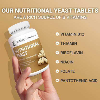 Dr. Berg Nutritionals Yeast Tablets – Natural B12 Added - All 8 B Vitamin Complex – Organic Vanilla Flavour - 270 Vegan Tablets