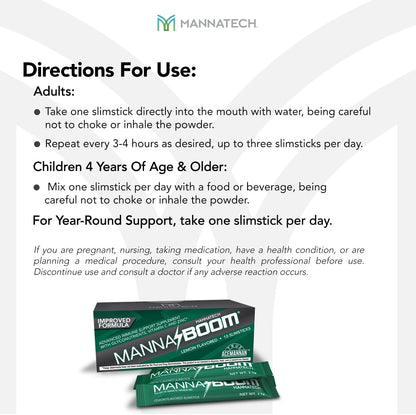 Mannatech MannaBOOM Advanced Immune Support Supplement – 150% More Vitamin C, Increased Manapol, Zinc & Glyconutrients, 10 Slimsticks
