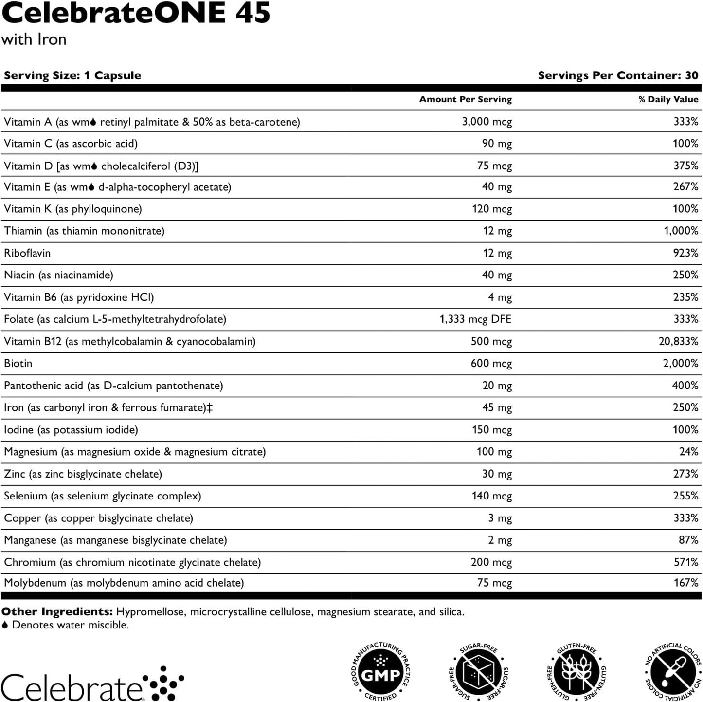 CelebrateONE 45 Bariatric Multivitamin with Iron, 30 Capsules - görsel 3