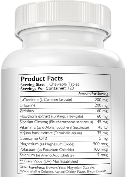 Nutrition Strength Heart Support for Dogs with Taurine & Carnitine, 120 Chewable Tablets