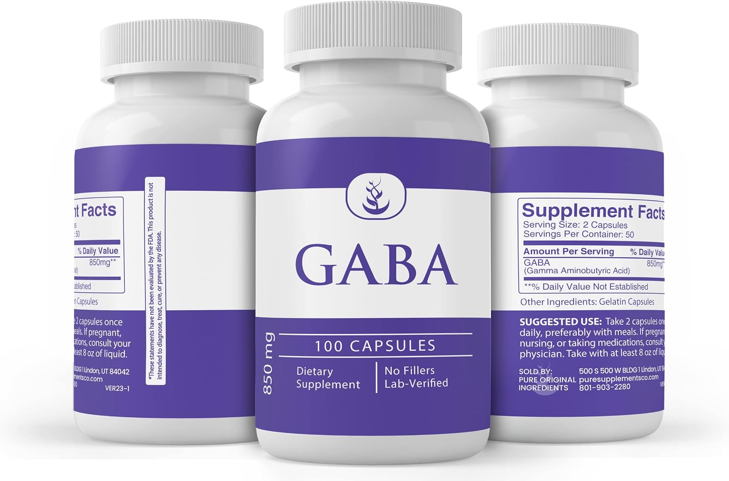 Pure Original Ingredients GABA, 100 Capsules - görsel 4