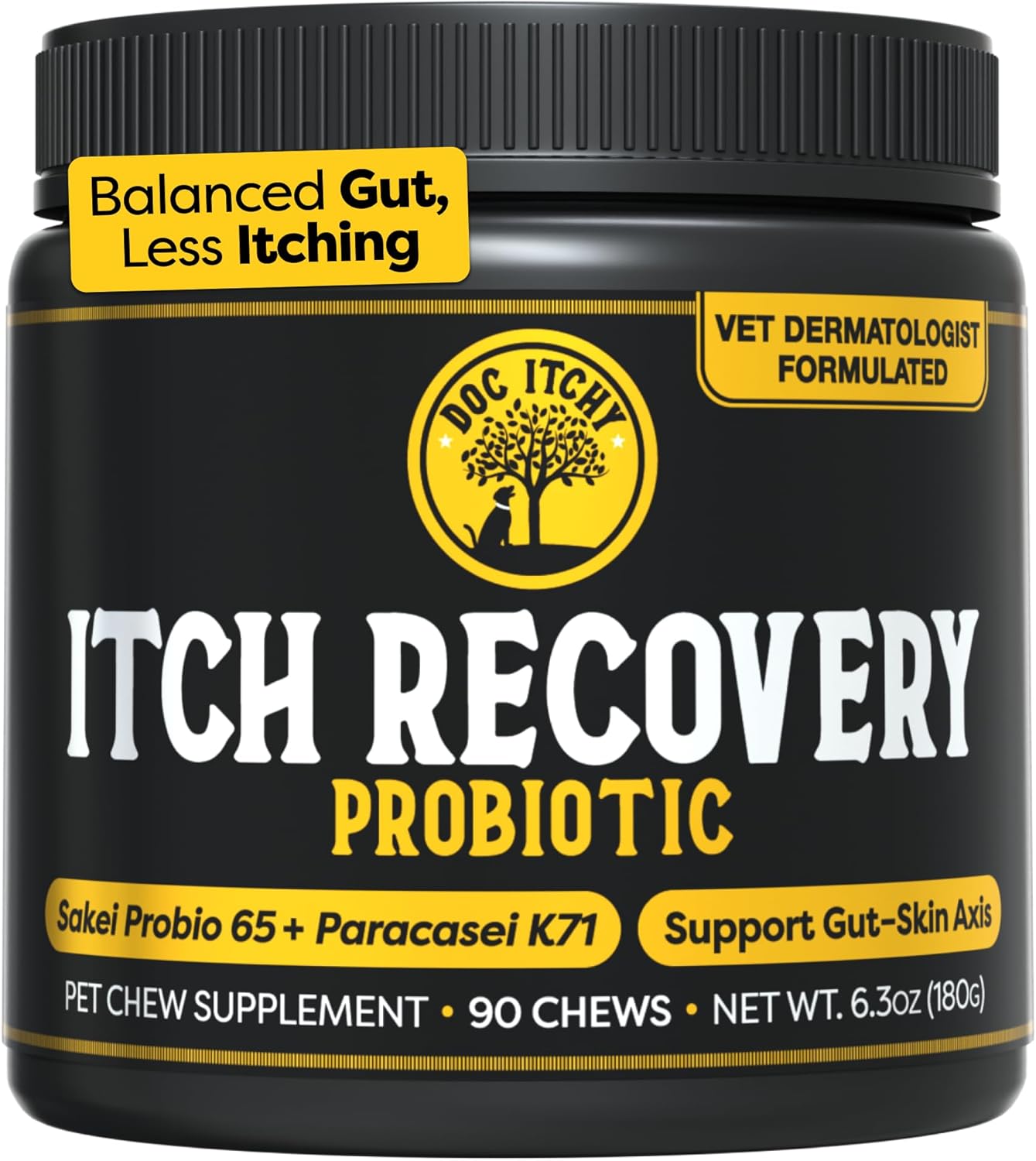 Doc Itchy Itch Recovery Dog Probiotic Chews | L. Sakei & L. Paracasei | Clinical-Strength | 90 Count - görsel 1