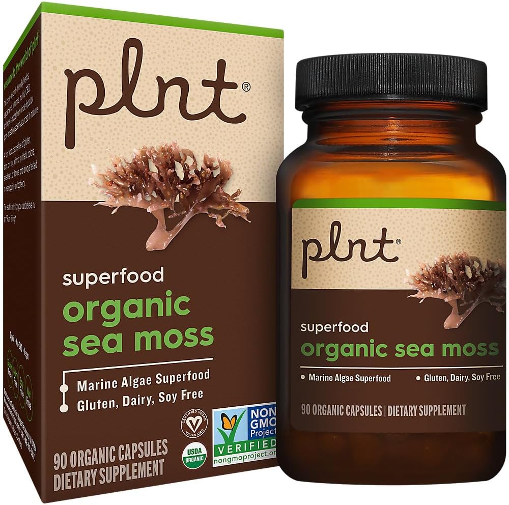 plnt Organic Sea Moss - Marine Algae Superfood, 900mg Organic Irish Moss (90 Capsules) - görsel 1
