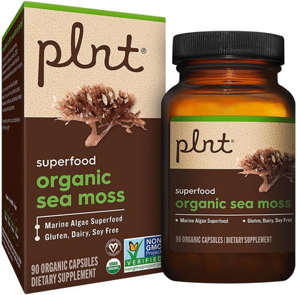 plnt Organic Sea Moss - Marine Algae Superfood, 900mg Organic Irish Moss (90 Capsules)