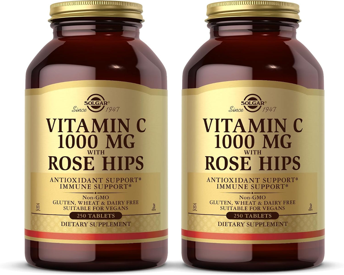 Solgar Vitamin C 1000 mg with Rose Hips, 250 Tablets (Pack of 2) - Antioxidant and Immune Support - Supports Healthy Skin and Joints - Non-GMO, Vegan and Kosher - 500 Servings - görsel 1
