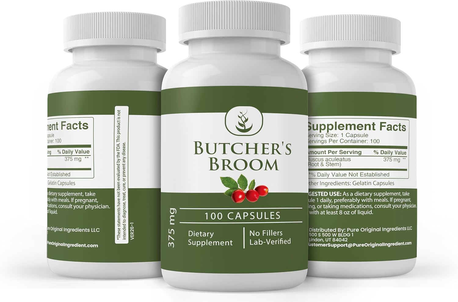 Pure Original Ingredients Butcher's Broom (100 Capsules) – Always Pure, No Additives or Fillers, Laboratory Verified - görsel 4