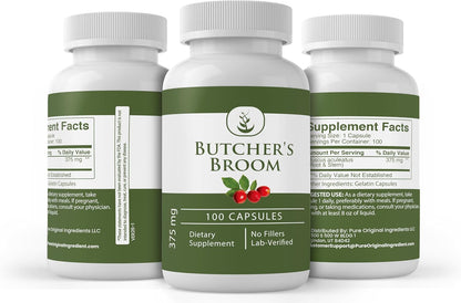 Pure Original Ingredients Butcher's Broom (100 Capsules) – Always Pure, No Additives or Fillers, Laboratory Verified