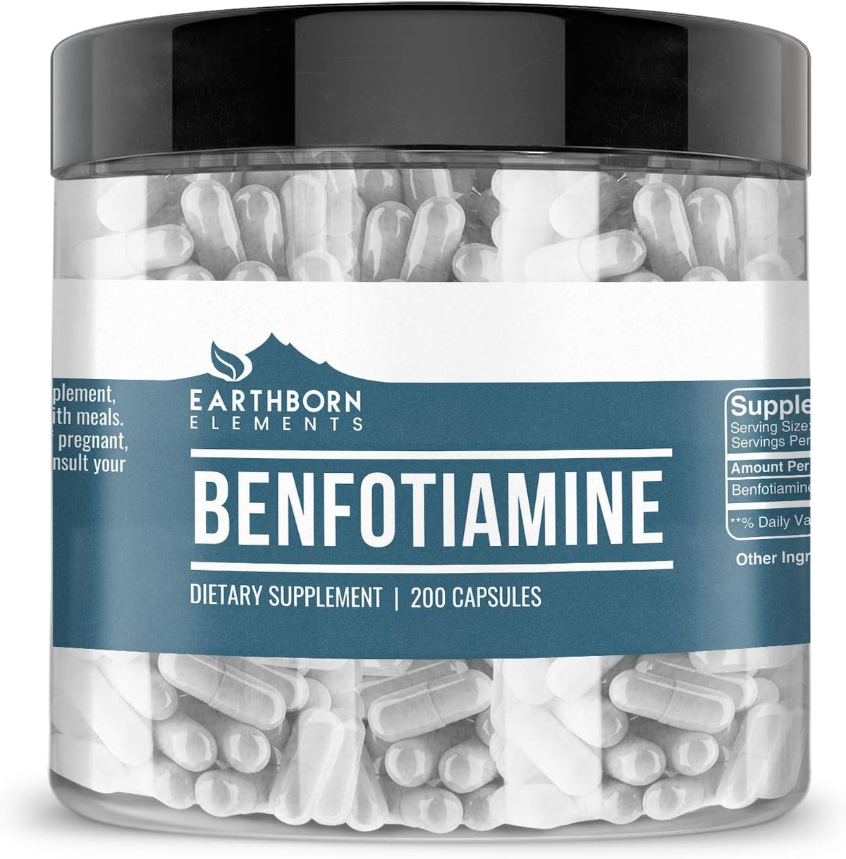 Earthborn Elements Benfotiamine 200 Capsules, Pure and Undiluted, No Additives - görsel 1