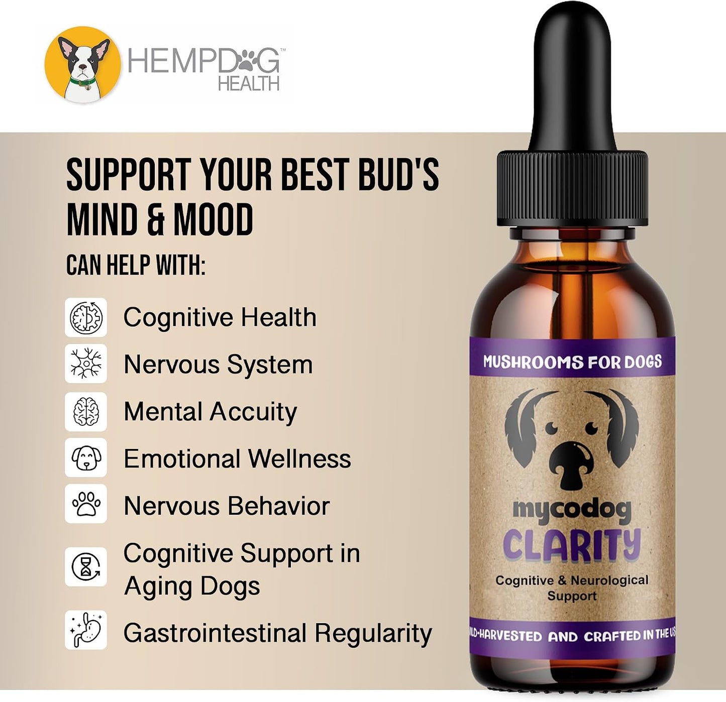 MycoDog Clarity - Cognitive Support Supplement for Dogs - Brain Health & Senior Dog Wellness with Functional Mushrooms & Adaptogens - görsel 3