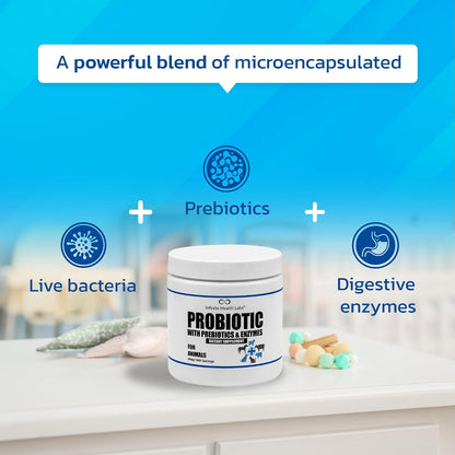 Infinite Health Labs Probiotics for Dogs and Cats - Veterinary Formulated Prebiotic & Enzyme Powder, 400g (1600 Servings)