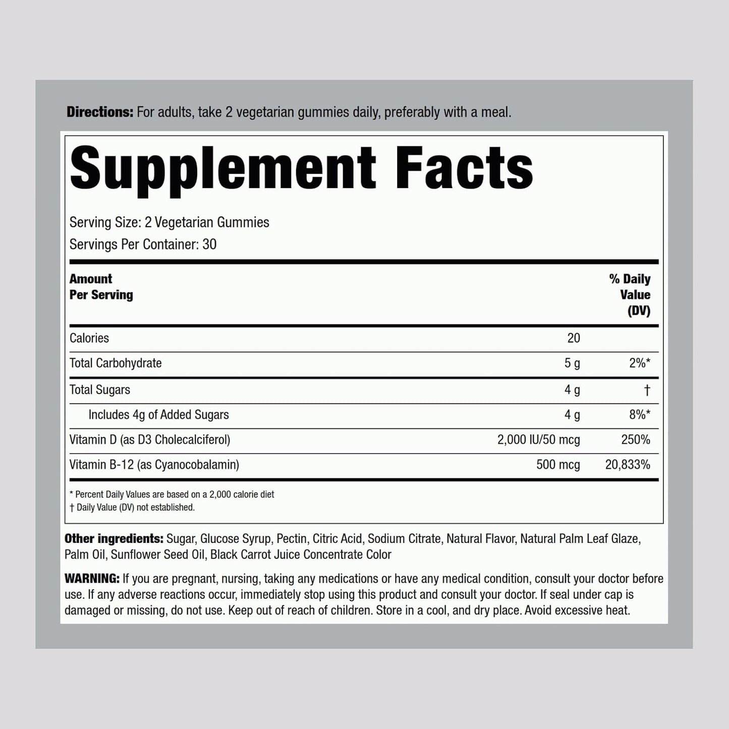 Piping Rock Vitamin D3 and B12 Gummies - High Potency, Strawberry Flavour, 60 Count - görsel 2