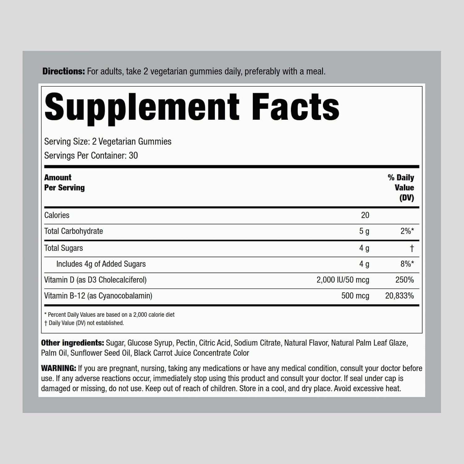 Piping Rock Vitamin D3 and B12 Gummies - High Potency, Strawberry Flavour, 60 Count - görsel 2