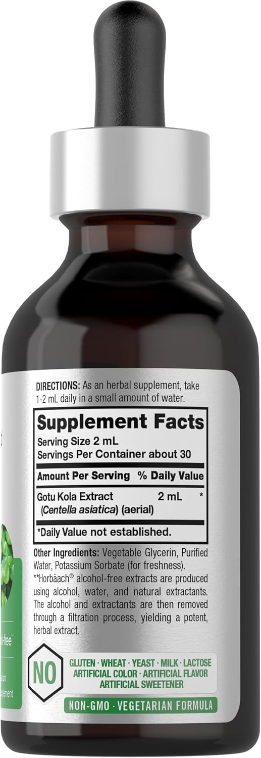 Horbäach Gotu Kola Extract - Alcohol Free Liquid Supplement, 60 ml - görsel 2