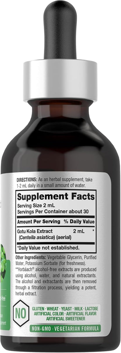 Horbäach Gotu Kola Extract - Alcohol Free Liquid Supplement, 60 ml