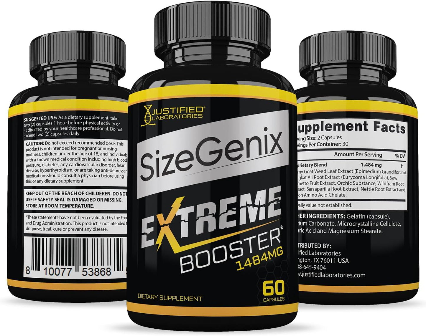 Justified Laboratories (3 Pack) Sizegenix Men’s Health Supplement 1484mg 180 Capsules - görsel 6