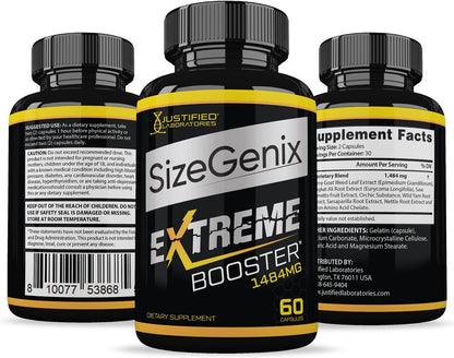 Justified Laboratories (3 Pack) Sizegenix Men’s Health Supplement 1484mg 180 Capsules