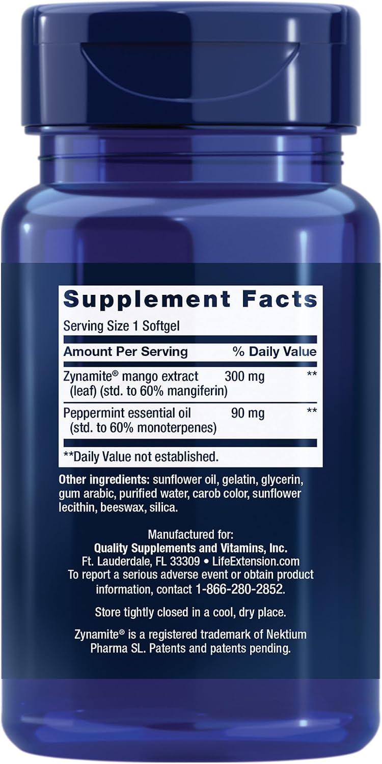 Life Extension Brain Fog Relief, Mango Leaf Extract, Standardised Peppermint Oil, Nootropic Supplement for Clarity and Focus, Fast-Acting, Caffeine-Free, Gluten-free, Non-GMO, 30 Softgels - görsel 2